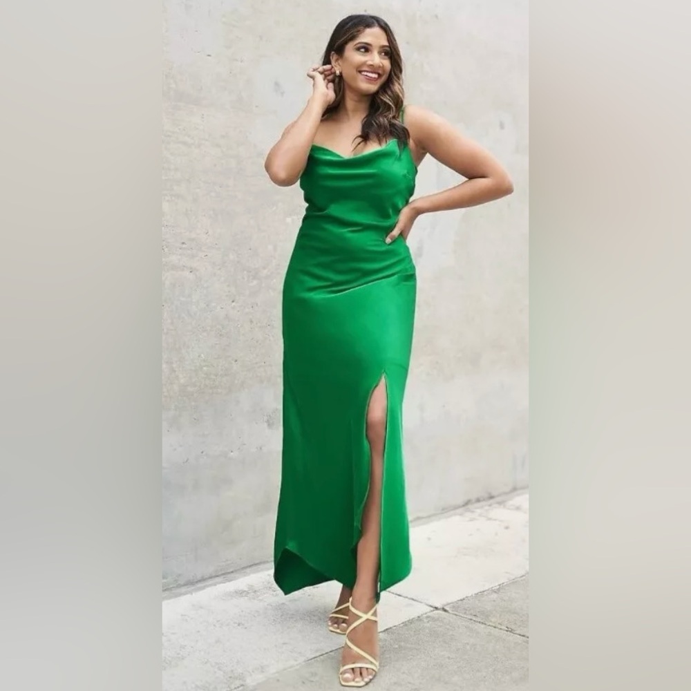 Express Green Long Dress w/ Slit (XS)